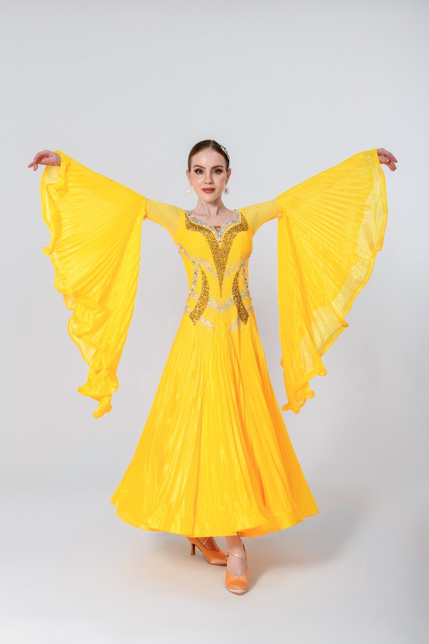 Pleated Skirt Crystallized Ballroom Dress Standard/Smooth 