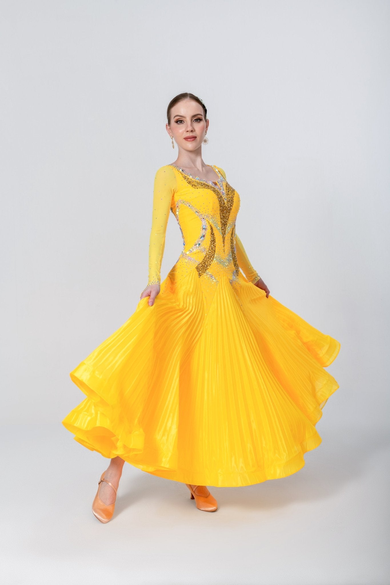 Pleated Skirt Crystallized Ballroom Dress Standard/Smooth 