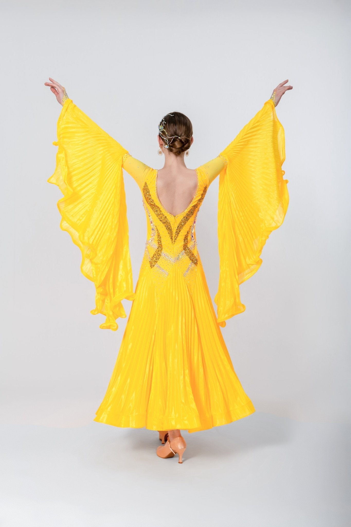 Pleated Skirt Crystallized Ballroom Dress Standard/Smooth 