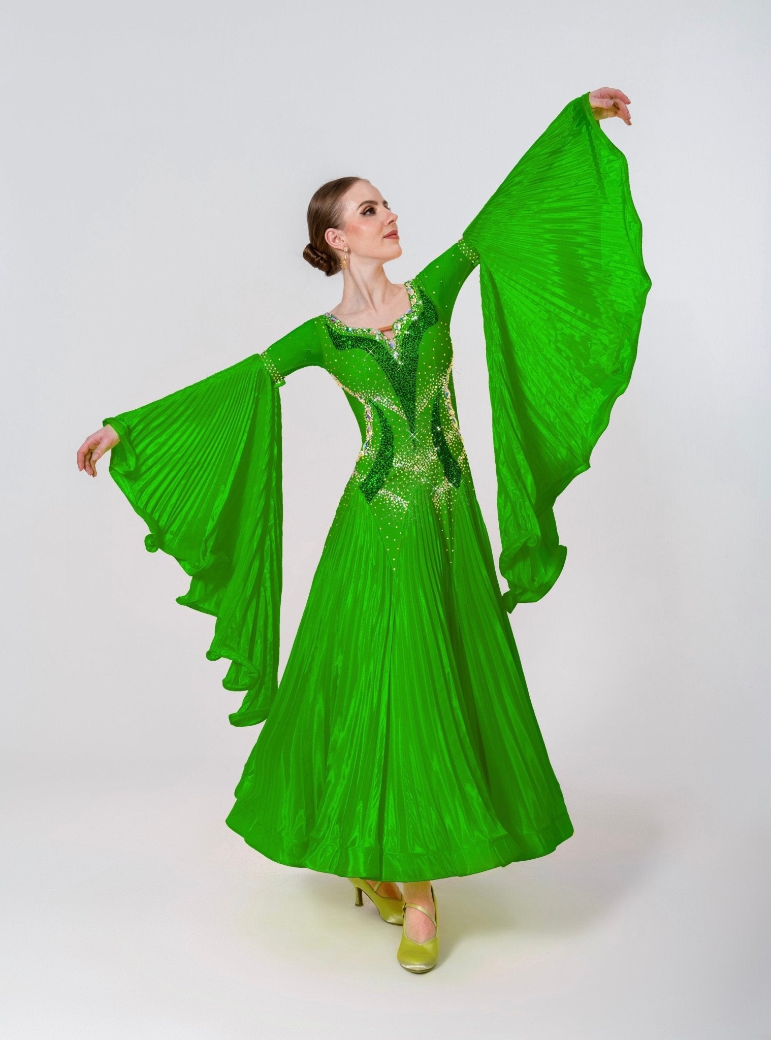 Pleated Skirt Crystallized Ballroom Dress Standard/Smooth 