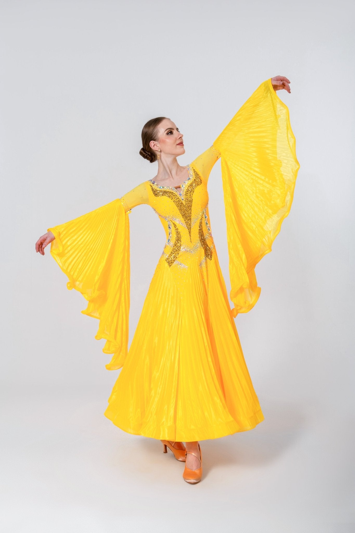 Pleated Skirt Crystallized Ballroom Dress Standard/Smooth 