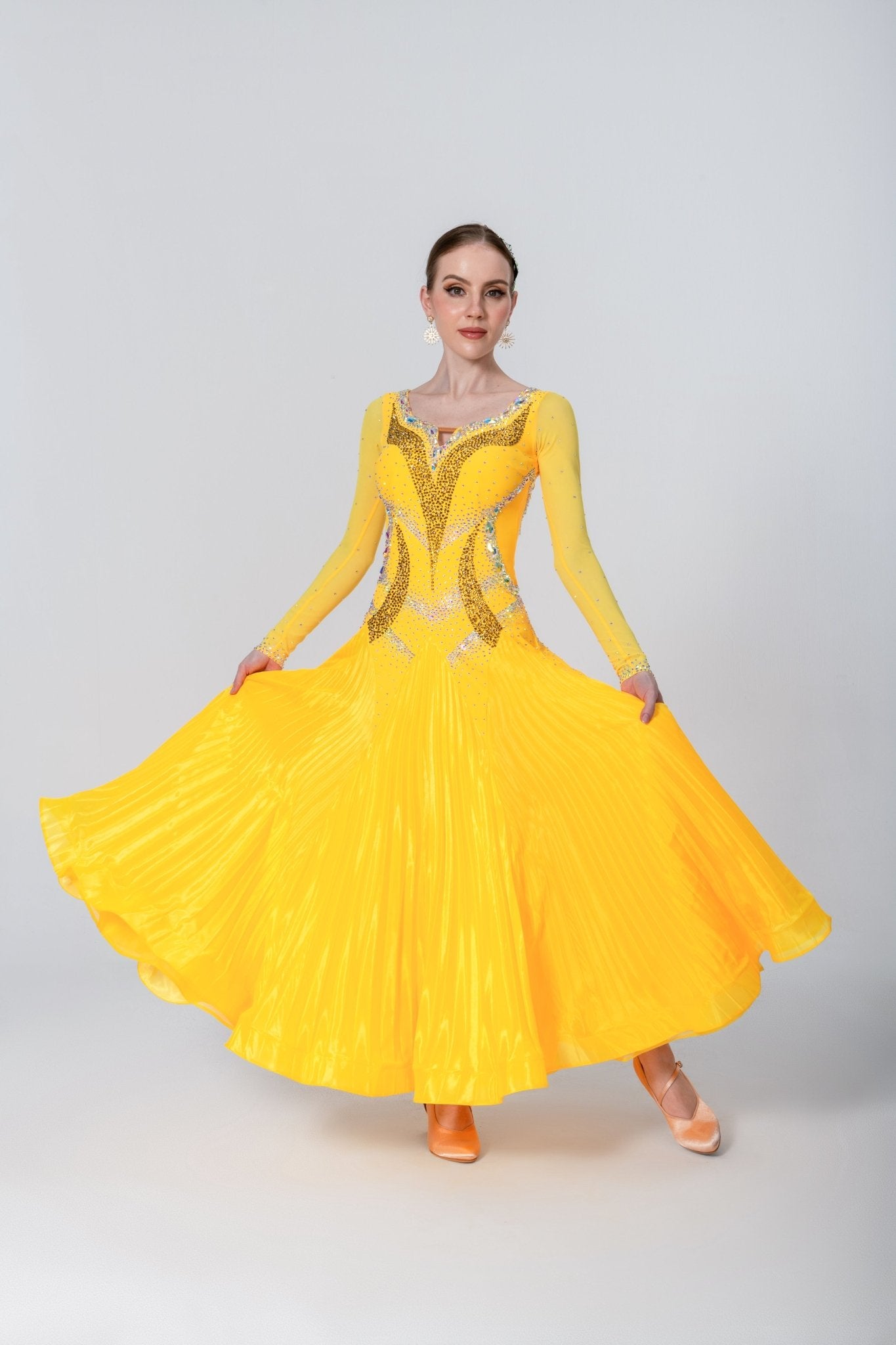 Pleated Skirt Crystallized Ballroom Dress Standard/Smooth 