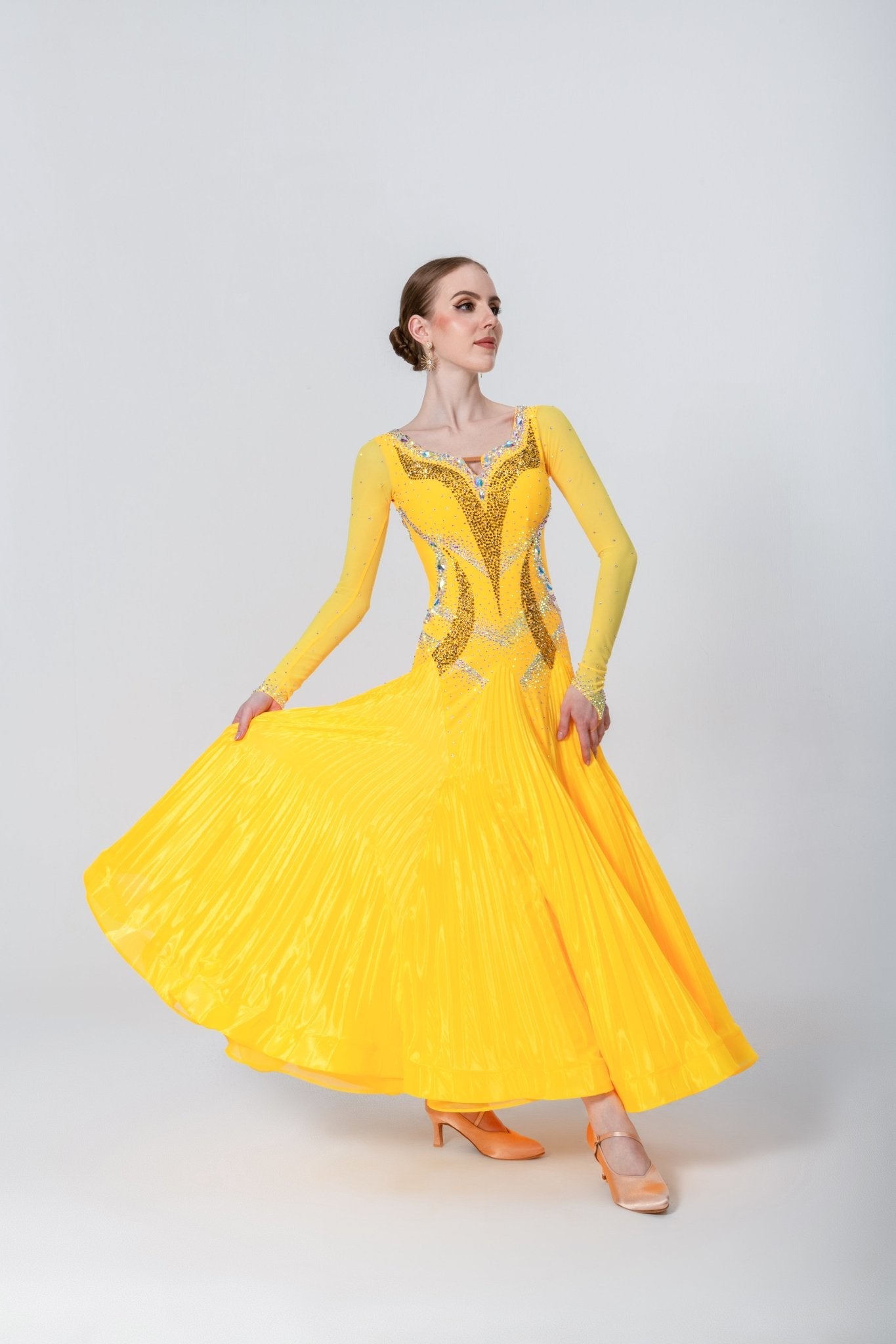Pleated Skirt Crystallized Ballroom Dress Standard/Smooth 