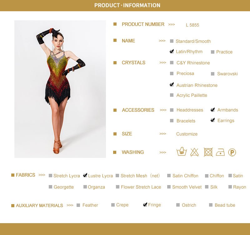 Polychrome crystalline Latin Dress Latin/Rhythm 