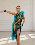 Sparkling Crystal butterfly pattern Latin Dress Latin/Rhythm 