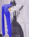 One-sleeve  Beaded Crystalline Latin Dress Latin/Rhythm 