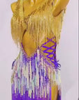 Colorful Beaded Paillette and Fringe Latin Dress  Latin/Rhythm  