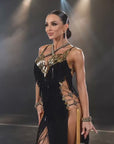 Latein-Tanzkleid mit Pailletten, Fransen und Kristallbesatz Latein/Rhythm 
