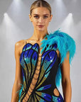 Sparkling Crystal butterfly pattern Latin Dress Latin/Rhythm 