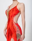Beaded Fringe Crystallized Latin Dress Latin/Rhythm 