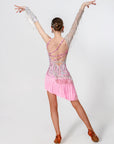 One-shoulder Crystalline Beaded Fringe Latin Dress Latin/Rhythm 
