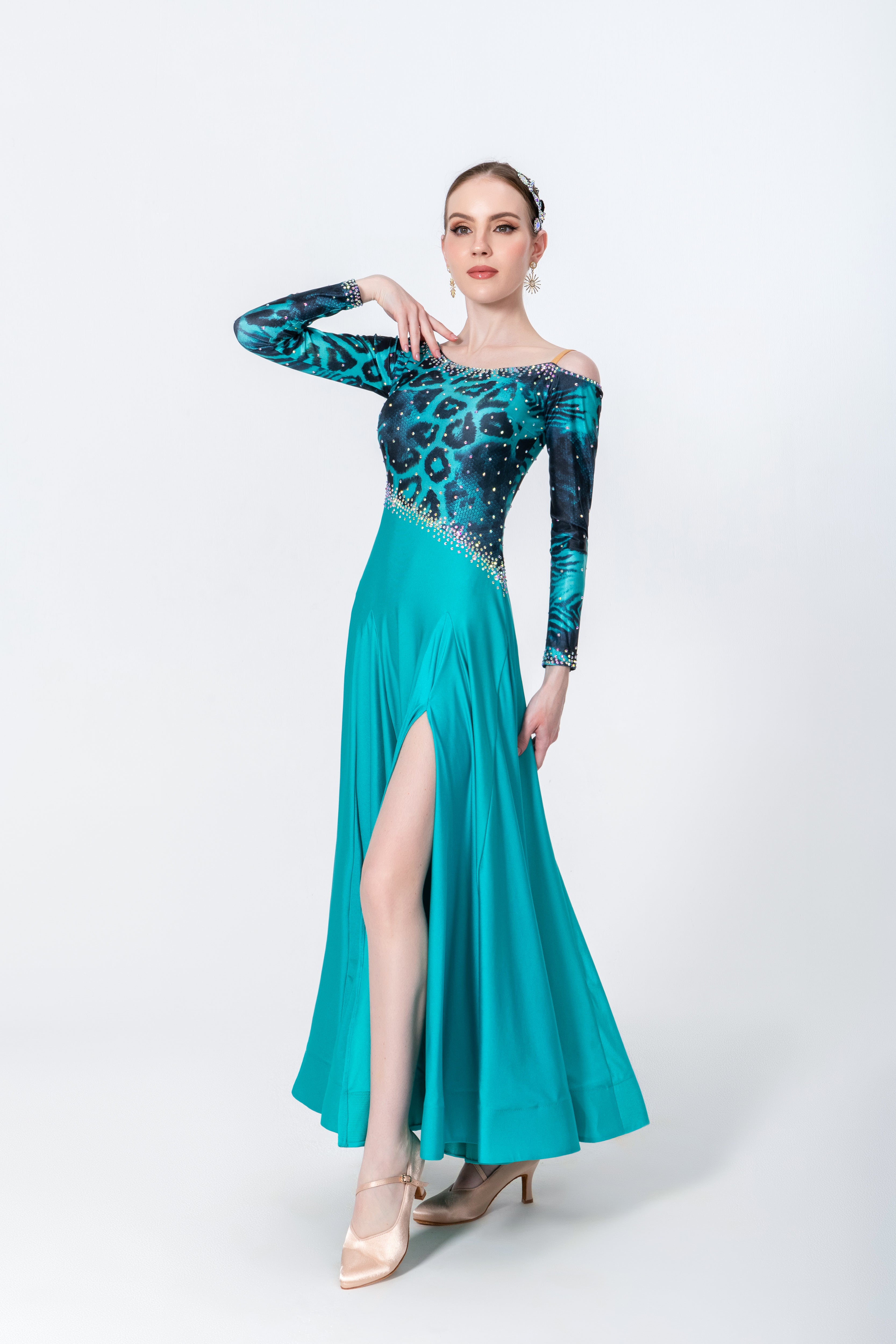 Rayon and Lycra Rhinestone Ballroom Dress Standard/Smooth 